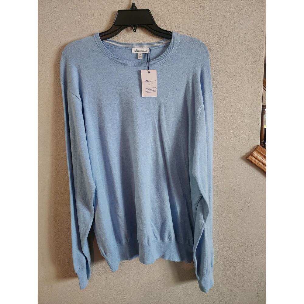 Peter Millar Crown Soft Crewneck Sweater Mens XL Cottage Blue Silk Cashmere NWT